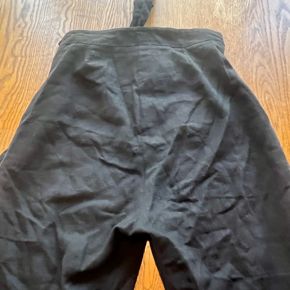 DONNI Black Linen Blend High Waist Sash Crop Pants S - Picture 3 of 11